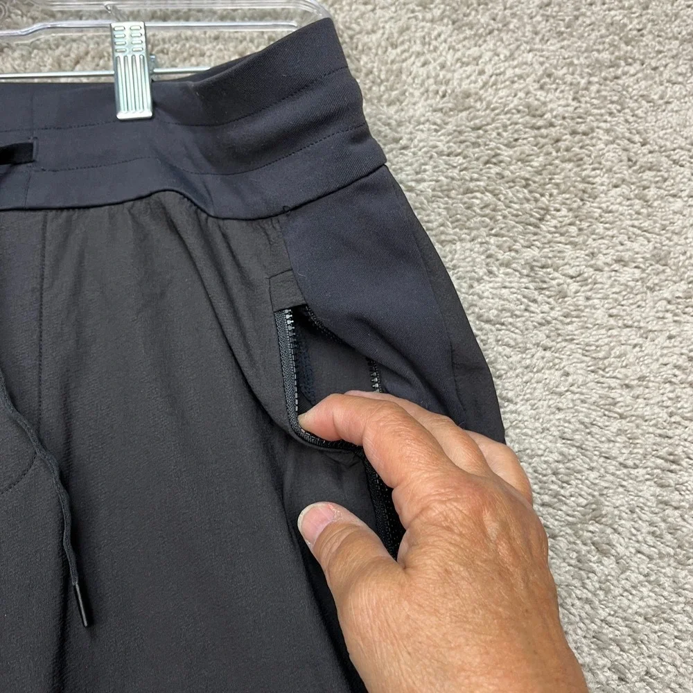 Athleta‎ Jogger Pants Women 8 31x31 Black Zipper Pocket Drawstring Tapered Leg